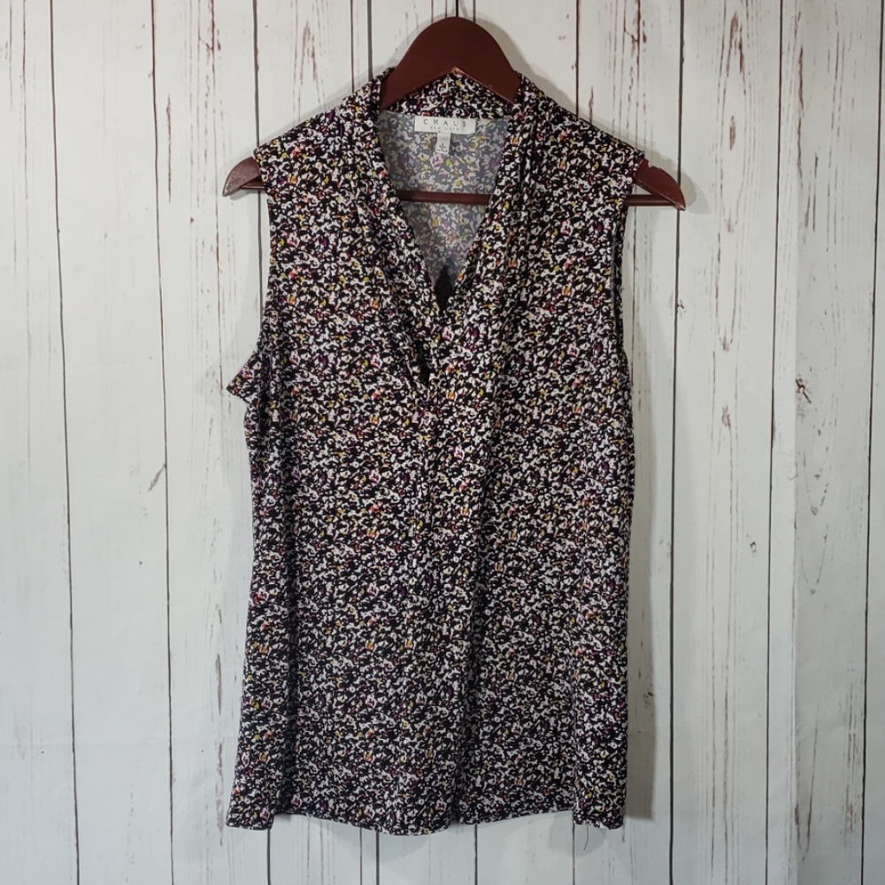 Chaus multi color sleeveless blouse dress tank L